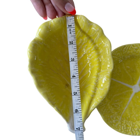 SECLA PORTUGAL Vintage Yellow Cabbage Leaf Serving Bowls and Small Plate - Picture 8 of 10